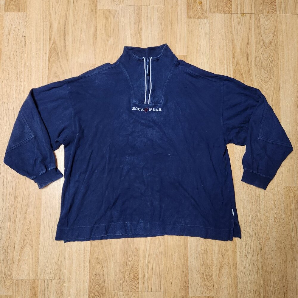 Rocawear 1/4 zip long sleeve pullover men sz 3XL navy Y2K